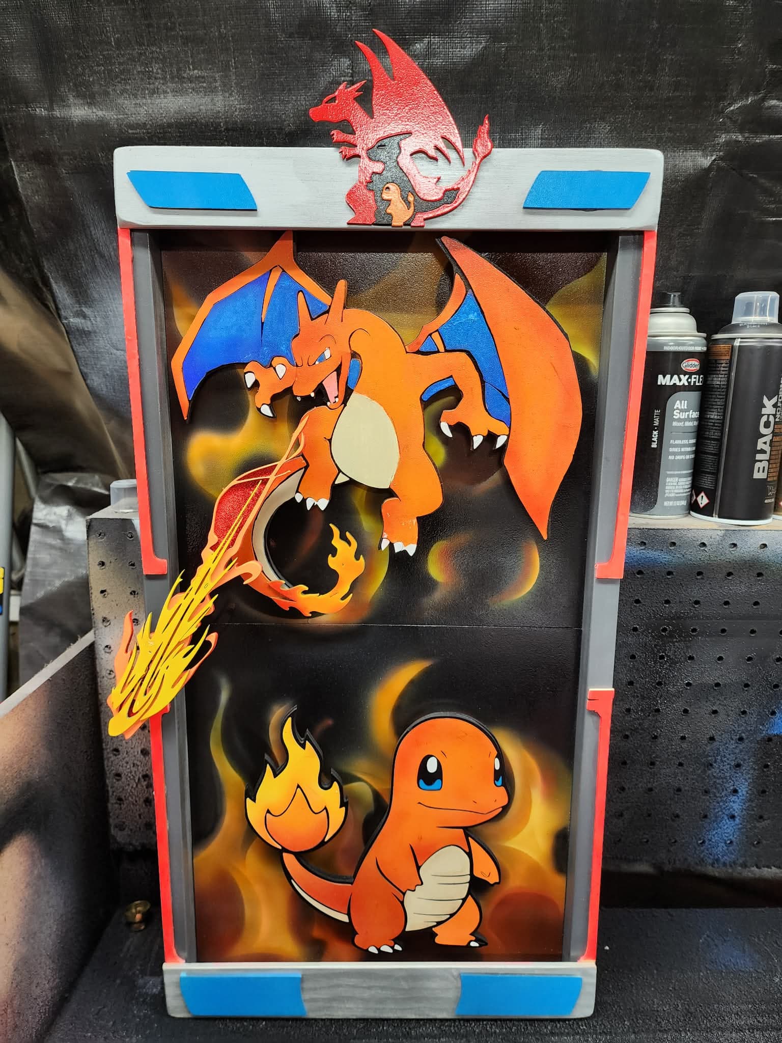 Charizard character wood art, alternate version