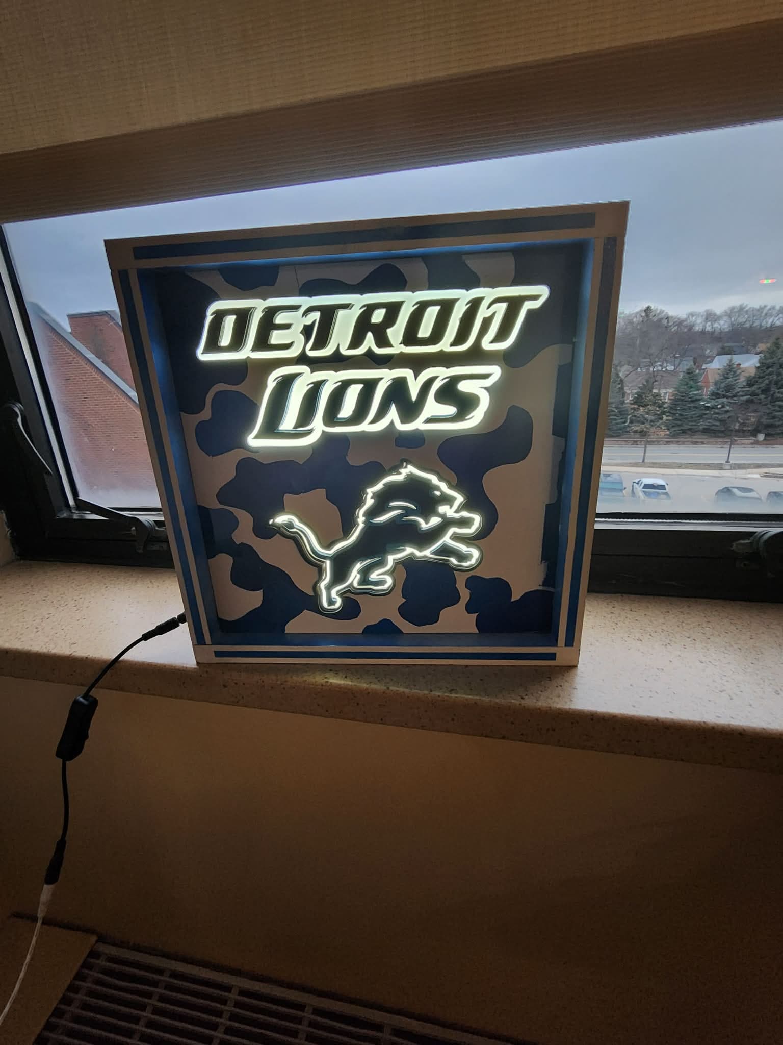 Backlit Detroit Lions custom sign