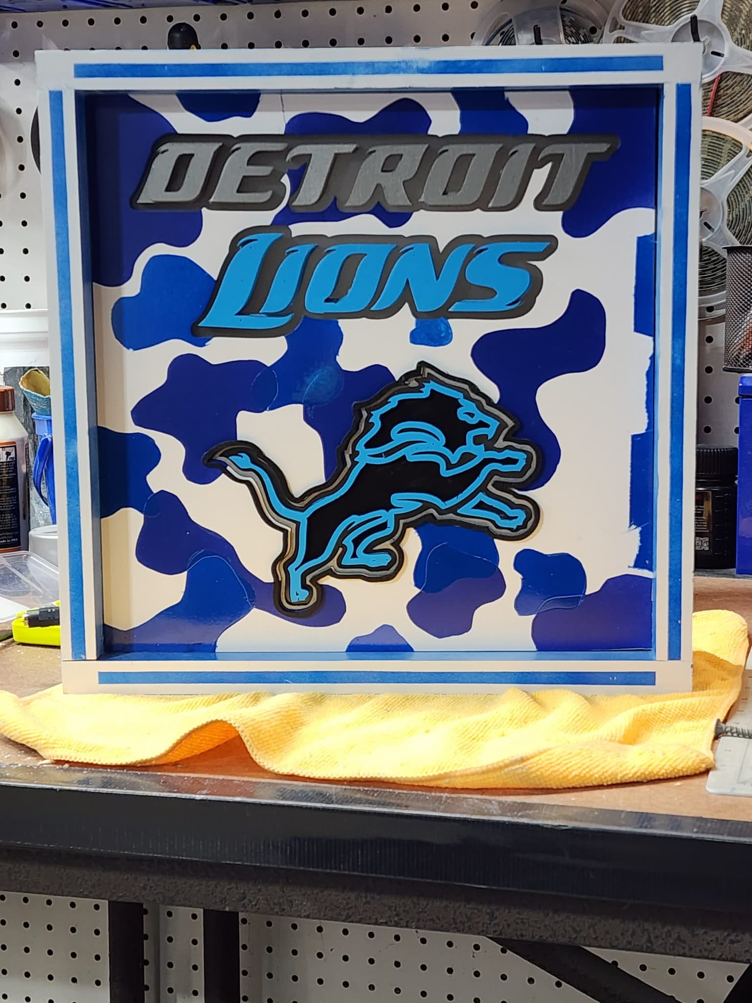 Detroit Lions laser-cut painted sign